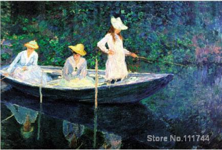 tres mujeres en barca de Monet